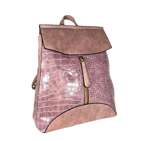 Mochila y Cartera Eco Cuero Rosa 5