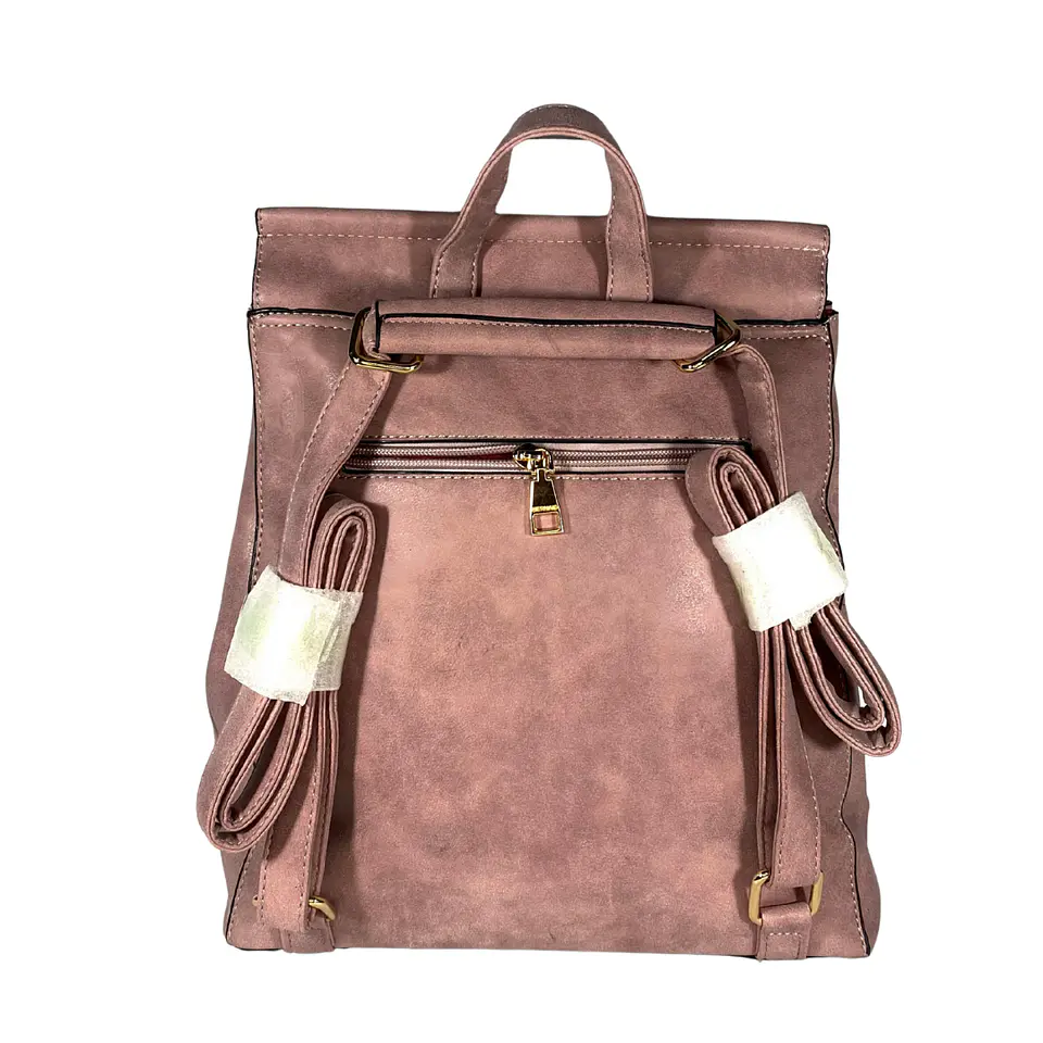 Mochila y Cartera Eco Cuero Rosa 7
