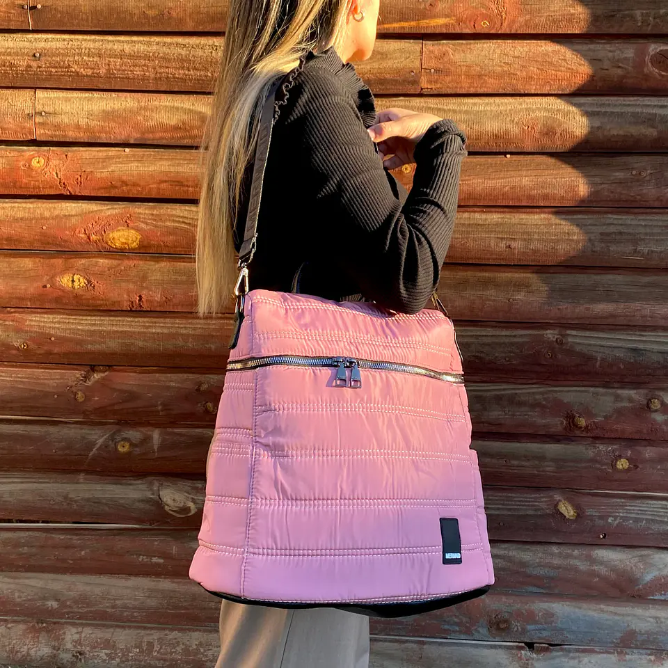 Mochila y Bolso Puff rosa (capacidad Pc 15