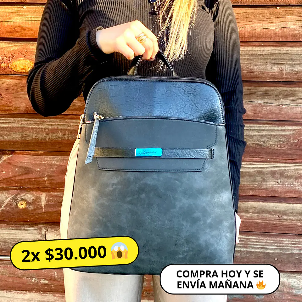 Mochila Eco Cuero negra