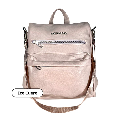 Mochila y Cartera Eco Cuero Rosa anti-robo 4