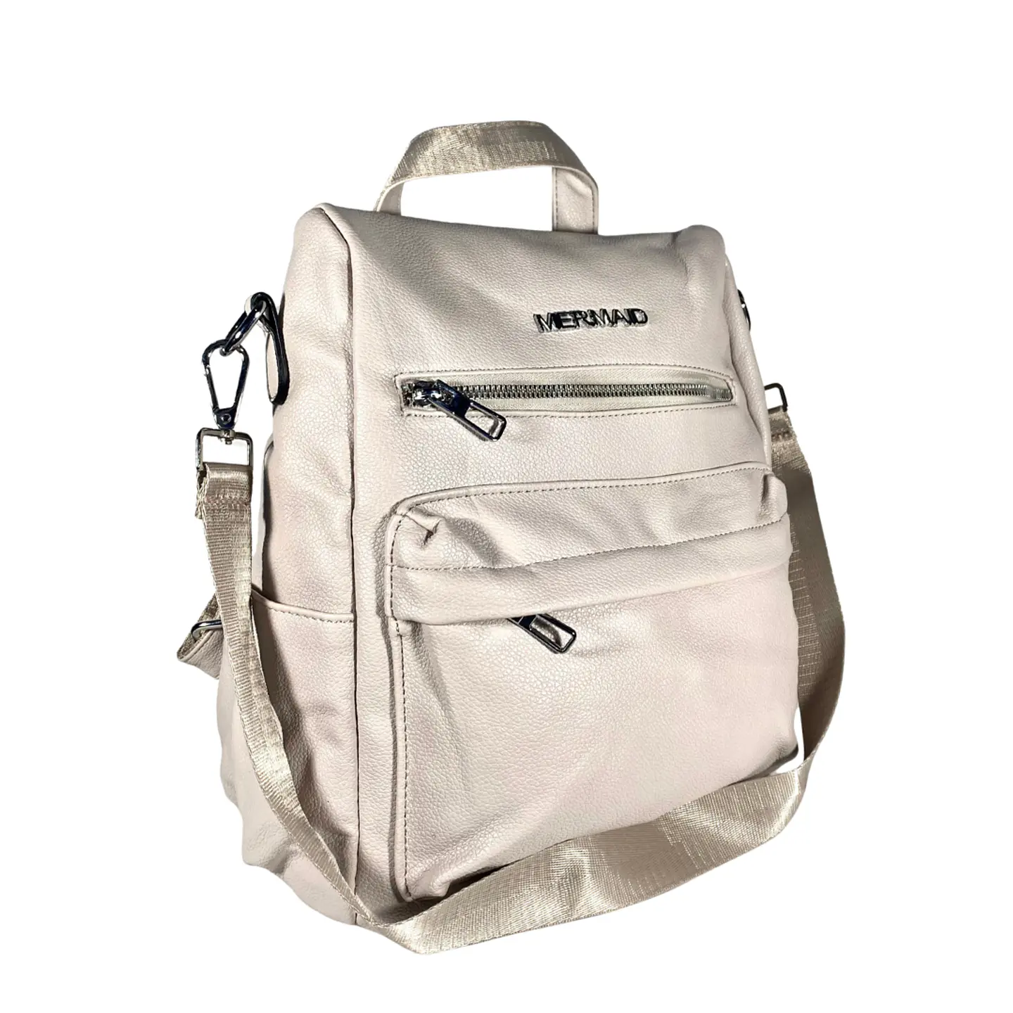 Mochila y Cartera Eco Cuero Nude anti-robo 5