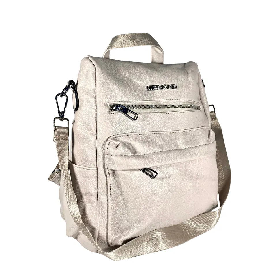Mochila y Cartera Eco Cuero Nude anti-robo 5