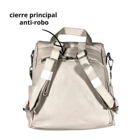 Mochila y Cartera Eco Cuero Nude anti-robo 6