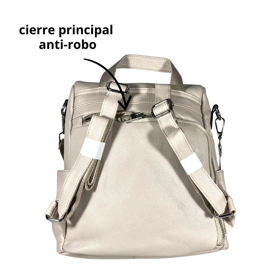 Mochila y Cartera Eco Cuero Nude anti-robo 6