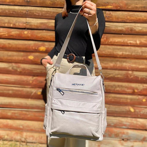 Mochila y Cartera Eco Cuero Nude anti-robo 3