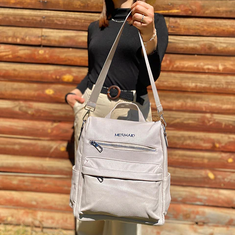 Mochila y Cartera Eco Cuero Nude 3