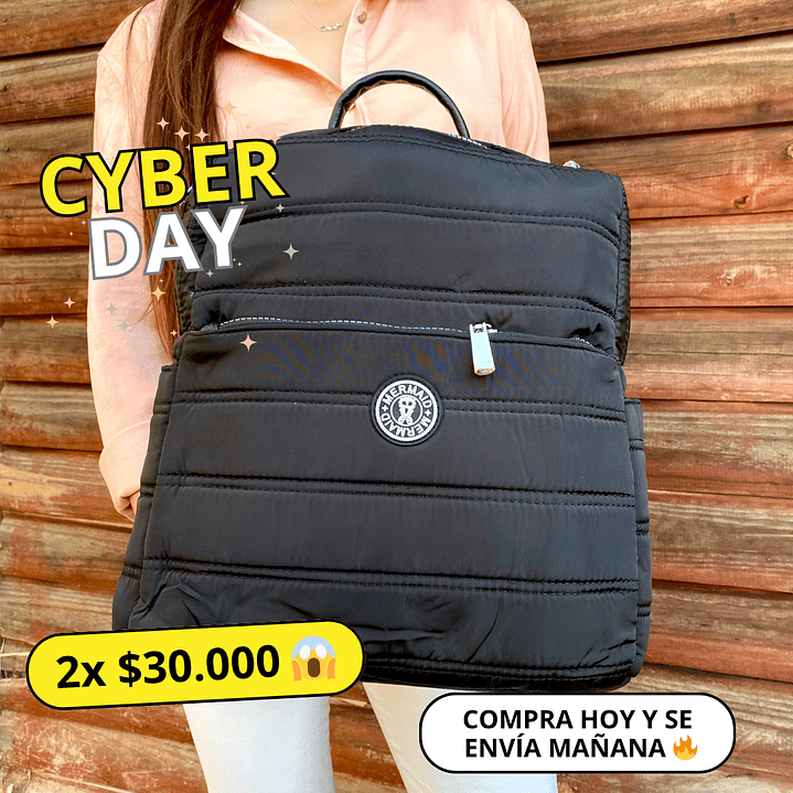 Mochila Puff Negra (capacidad Pc 14