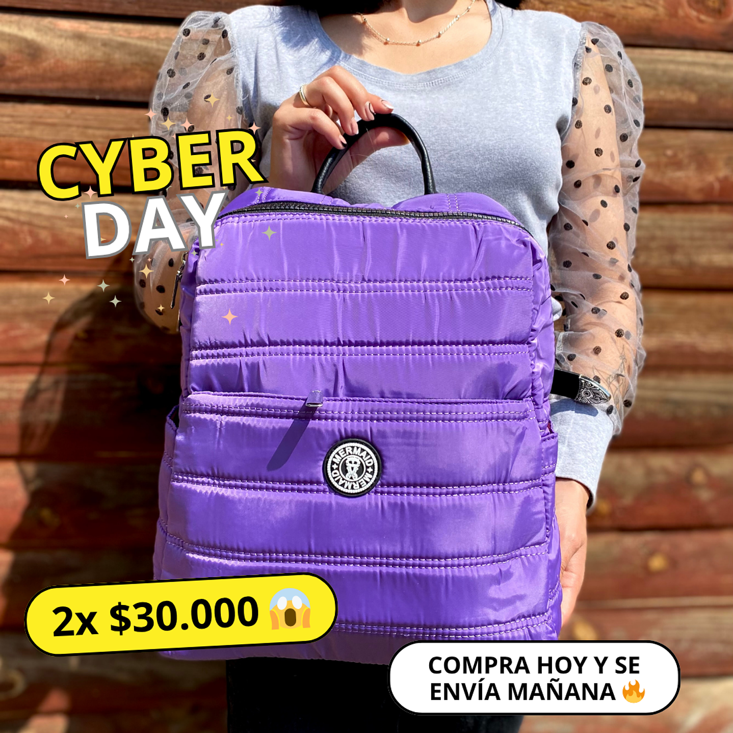 Mochilla Puff morada (capacidad Pc 14