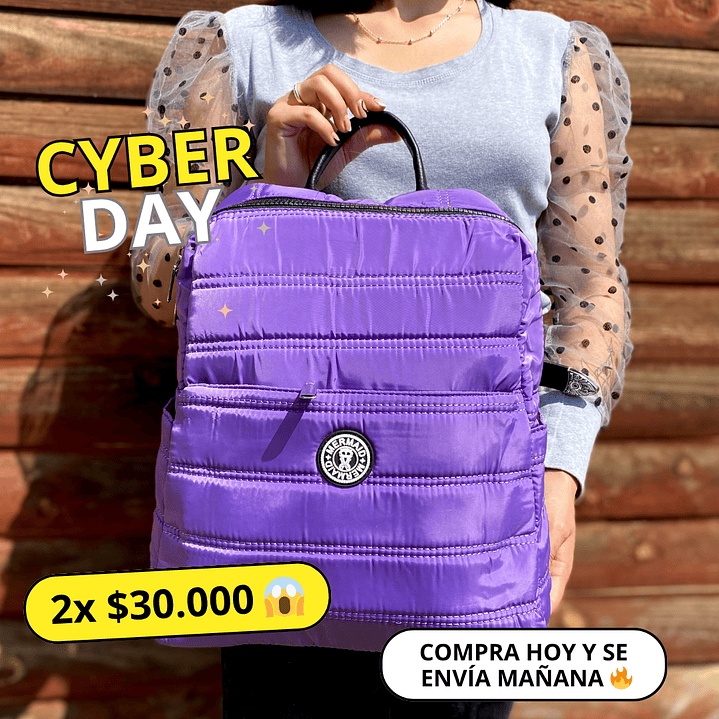 Mochilla Puff morada (capacidad Pc 14