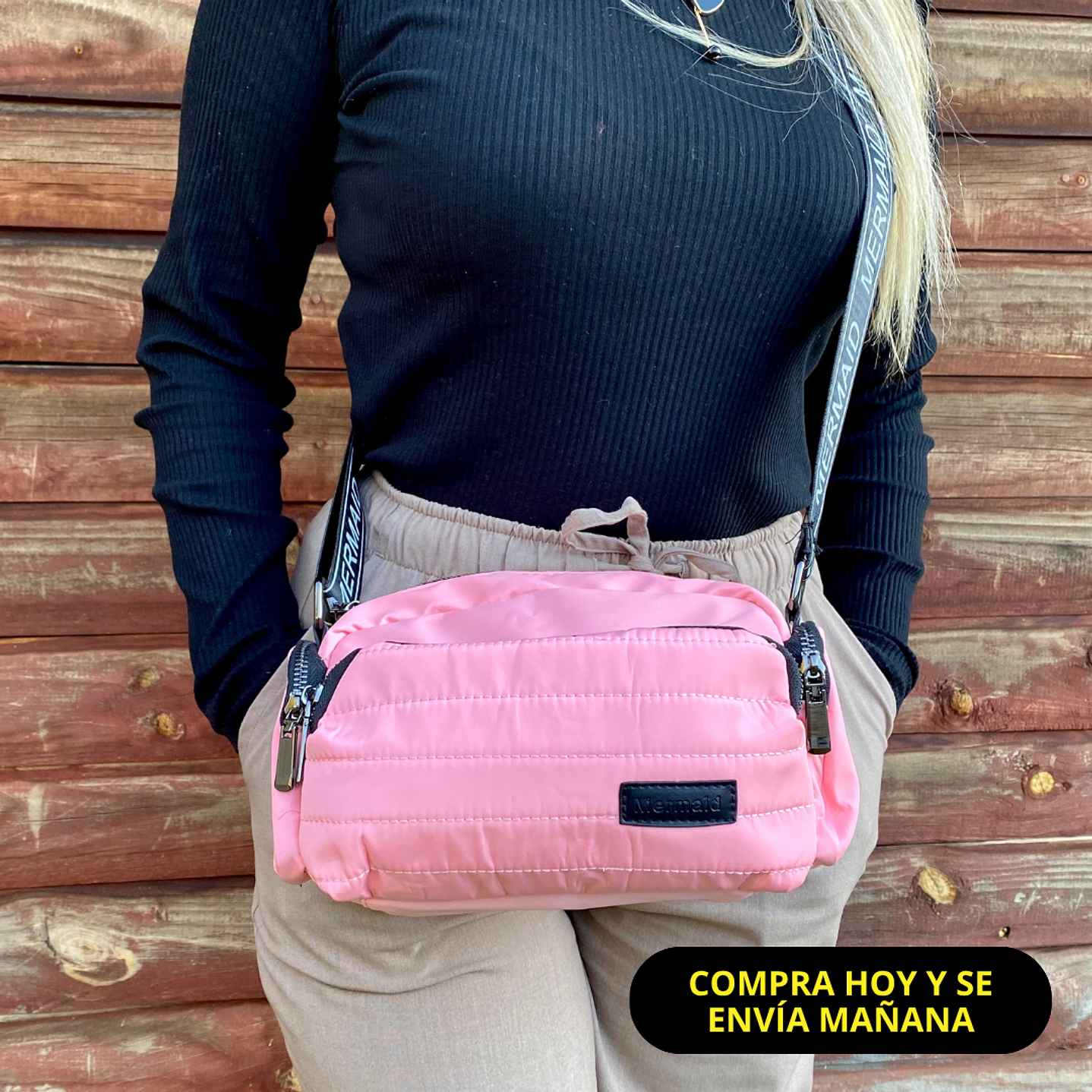 Bandolera Puff rosa 1