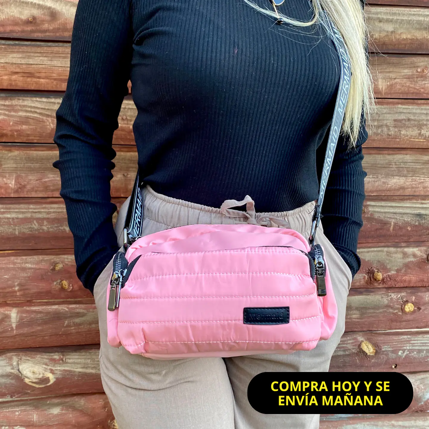 Bandolera Puff rosa 1