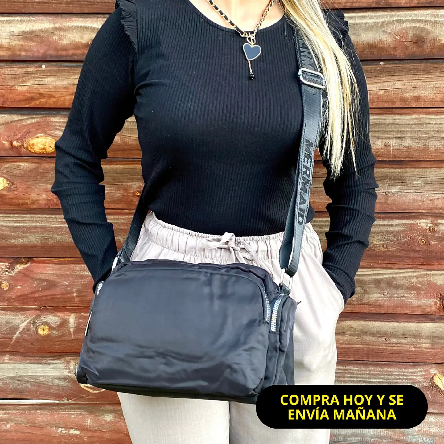Bandolera Puff Grande negra 1