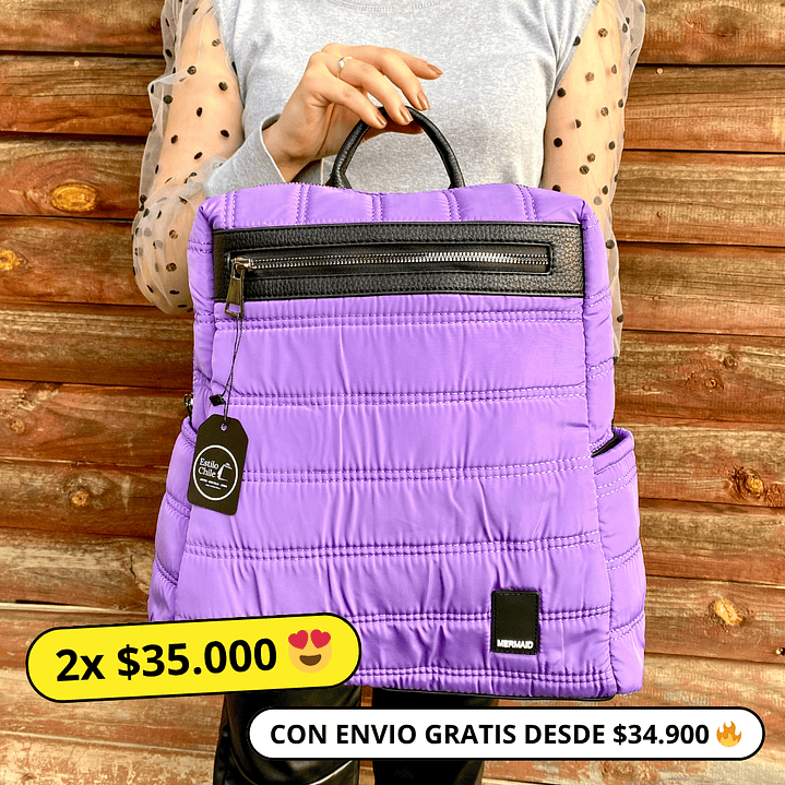 Mochila Puff Lila (capacidad Pc 14