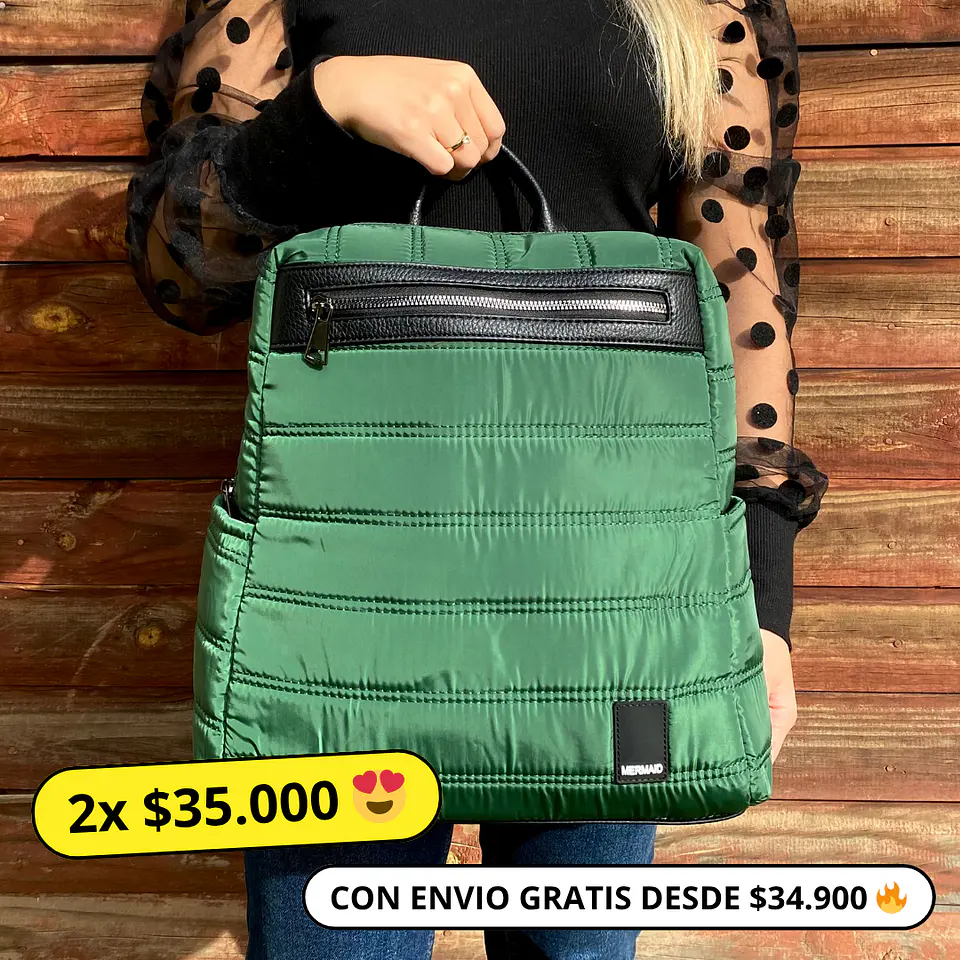 Mochila Puff Verde (capacidad Pc 14
