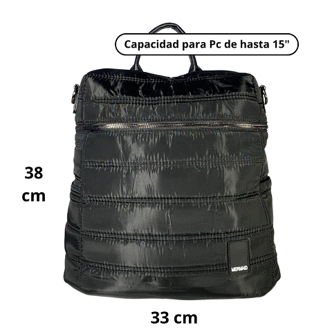 Mochila y Bolso Puff negra (capacidad Pc 15