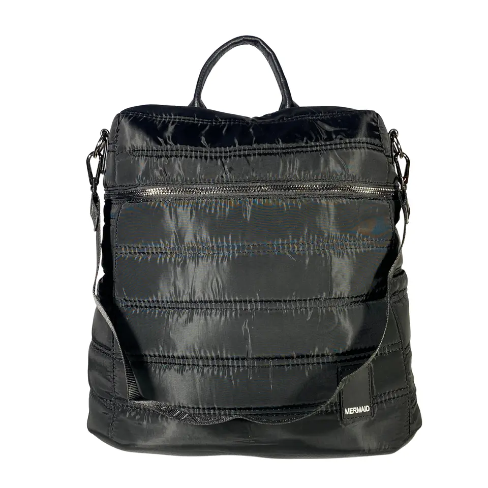 Mochila y Bolso Puff negra (capacidad Pc 15