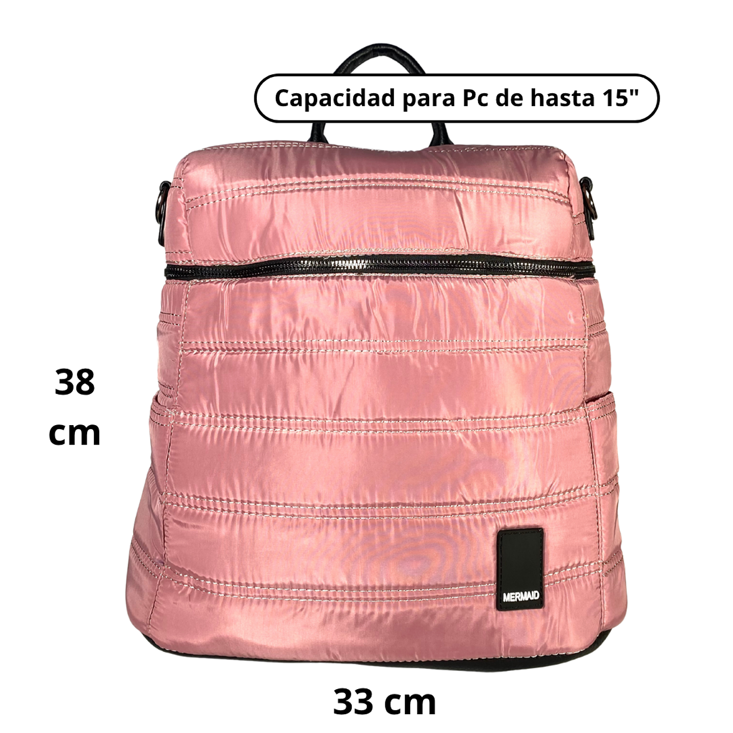 Mochila y Bolso Puff rosa (capacidad Pc 15