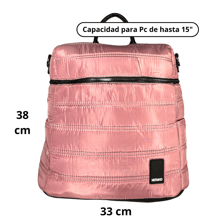Mochila y Bolso Puff rosa (capacidad Pc 15