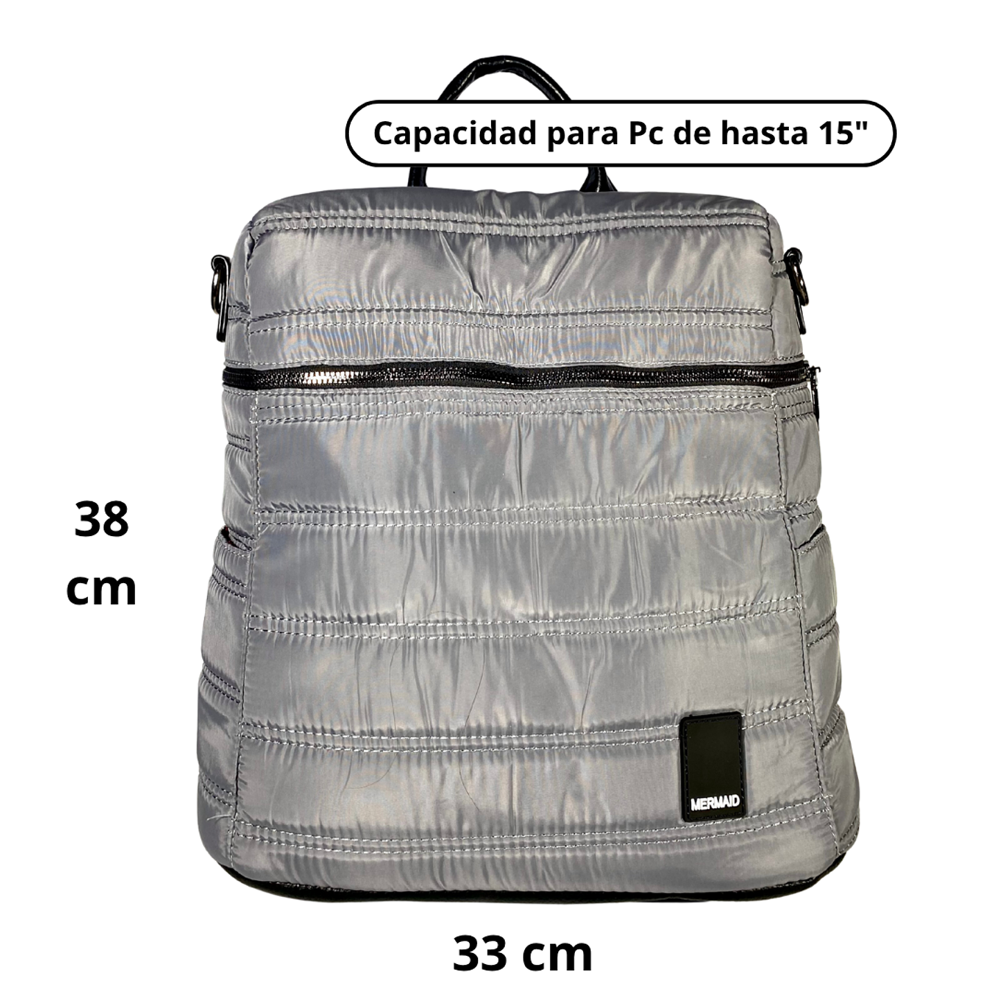 Mochila y Bolso Puff gris (capacidad Pc 15