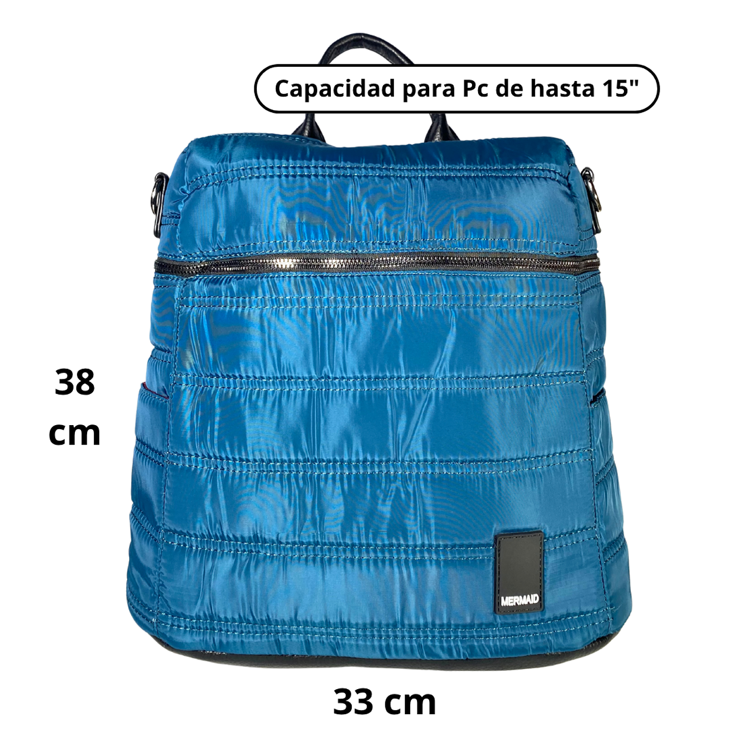 Mochila y Bolso Puff azul (capacidad Pc 15