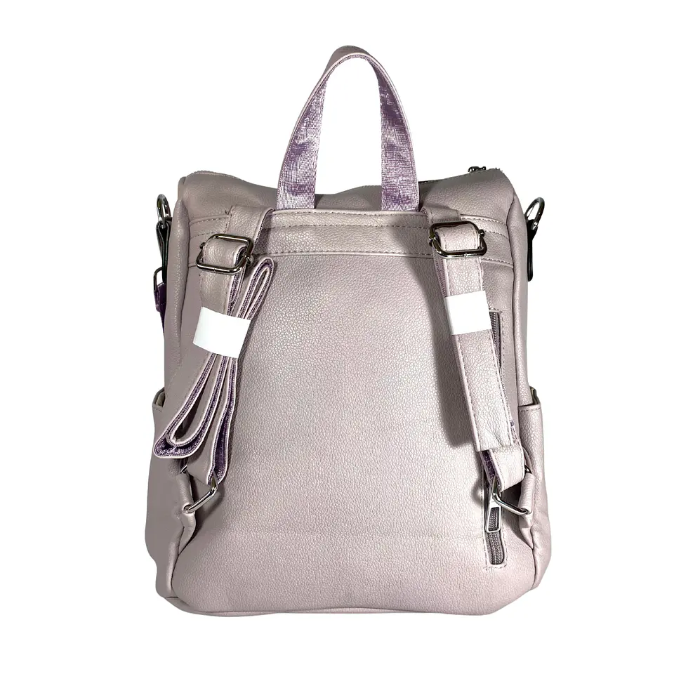 Mochila y Cartera Eco Cuero Rosa 6
