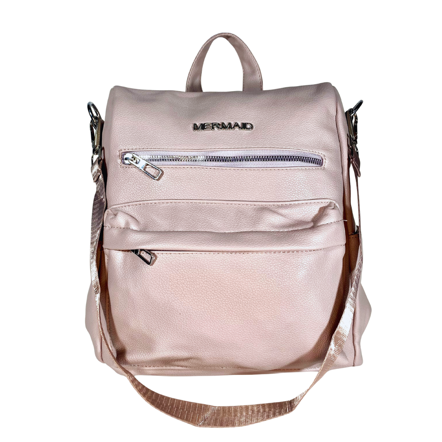 Mochila y Cartera Eco Cuero Rosa 4