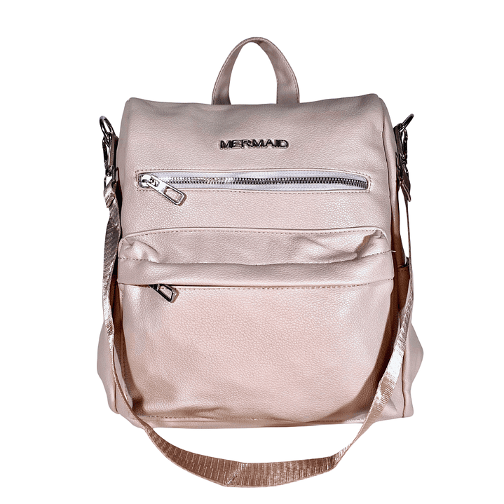 Mochila y Cartera Eco Cuero Rosa 4