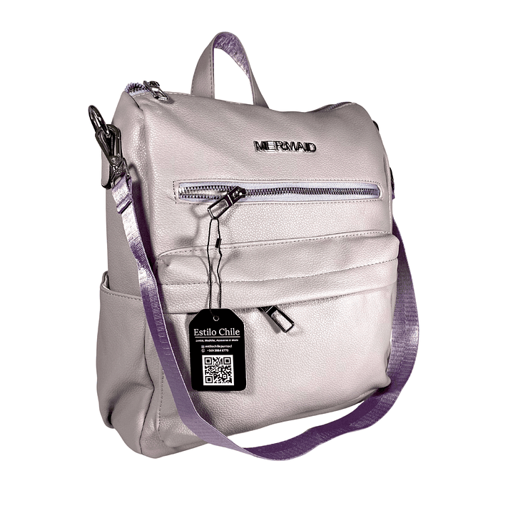 Mochila y Cartera Eco Cuero Rosa 5