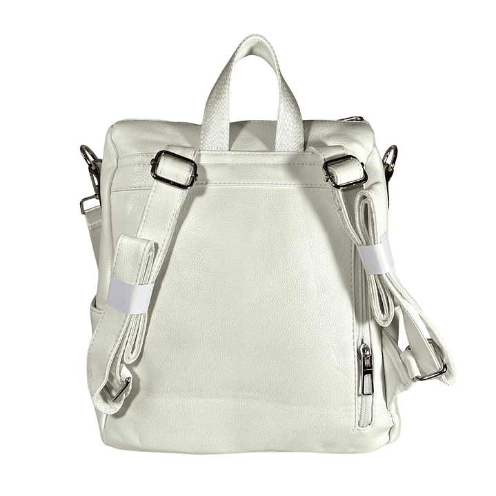 Mochila y Cartera Eco Cuero Blanca  5
