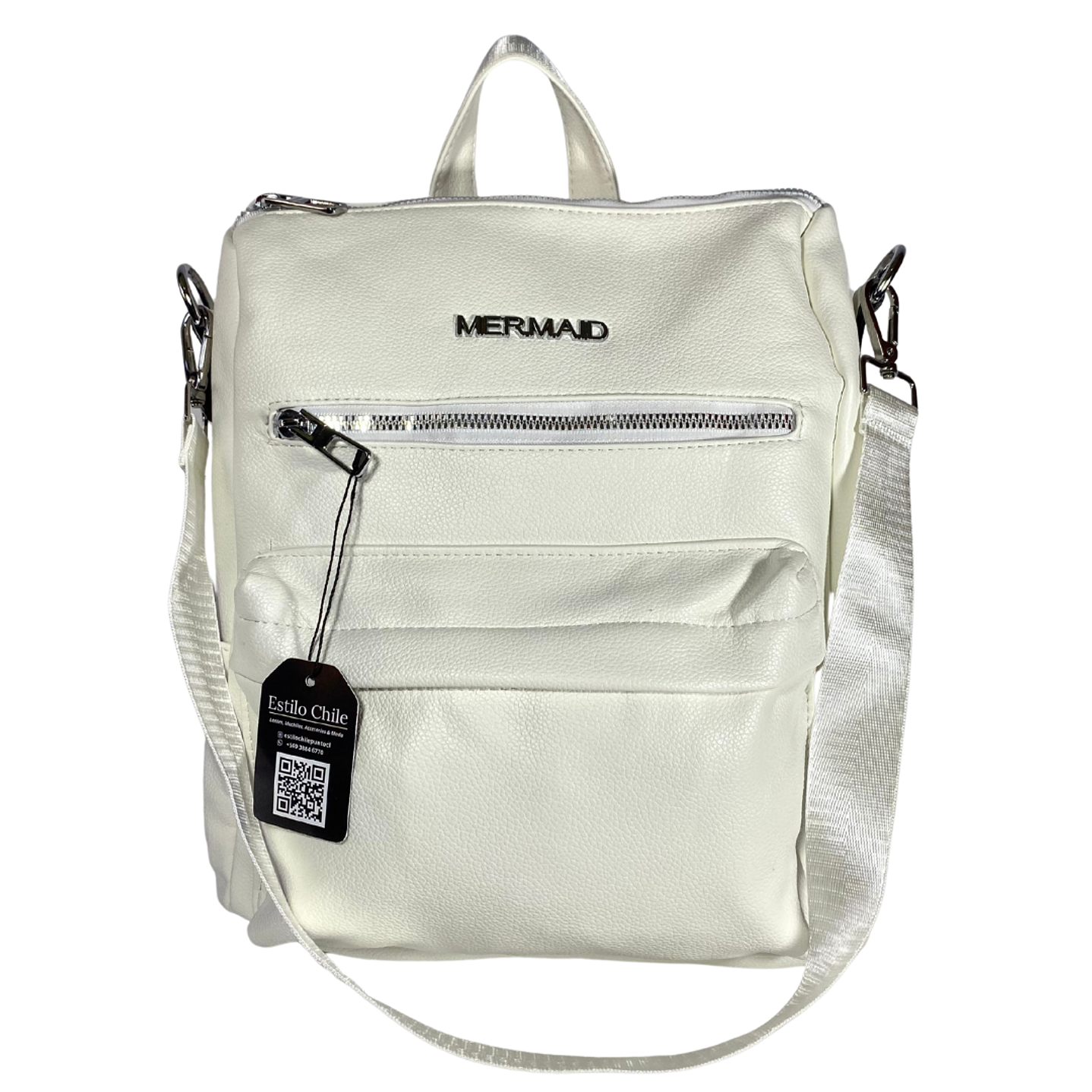 Mochila y Cartera Eco Cuero Blanca  6