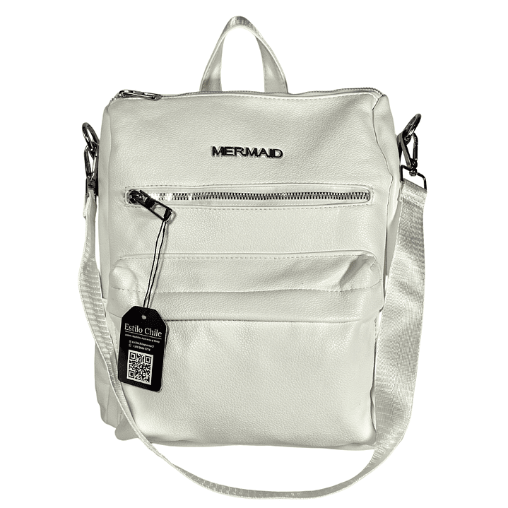 Mochila y Cartera Eco Cuero Blanca  6