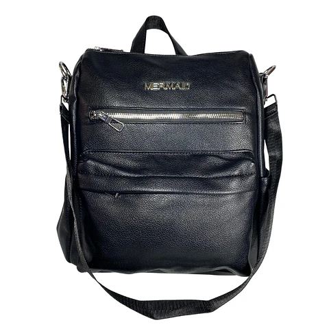 Mochila y Cartera Eco Cuero Negra 4