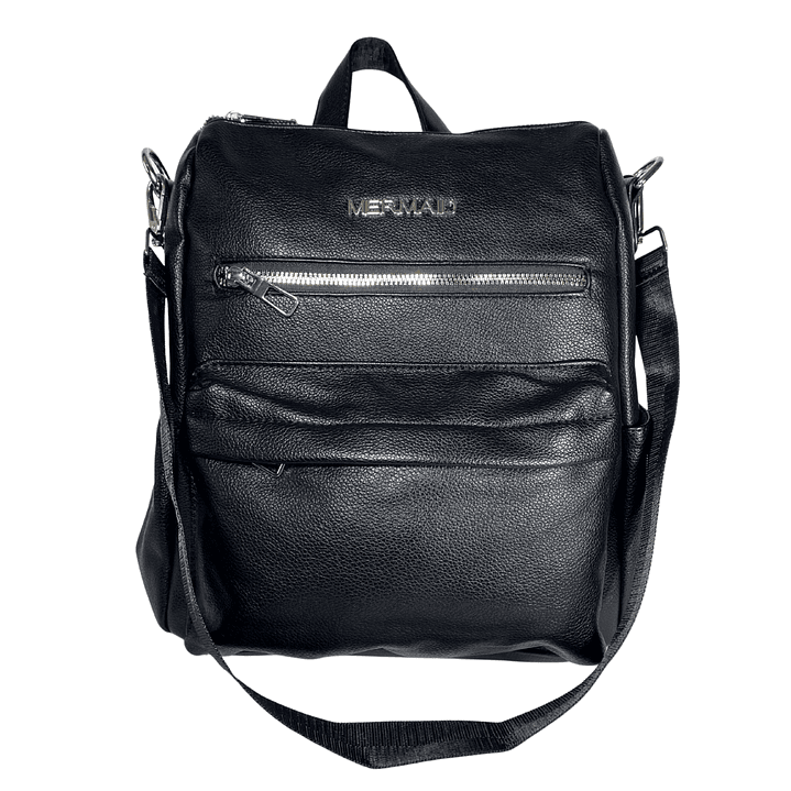 Mochila y Cartera Eco Cuero Negra 4