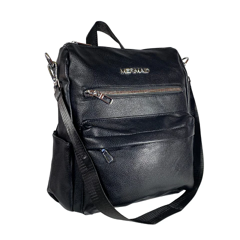Mochila y Cartera Eco Cuero Negra 5