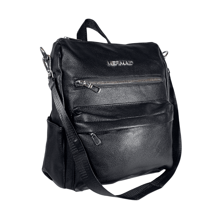 Mochila y Cartera Eco Cuero Negra 5