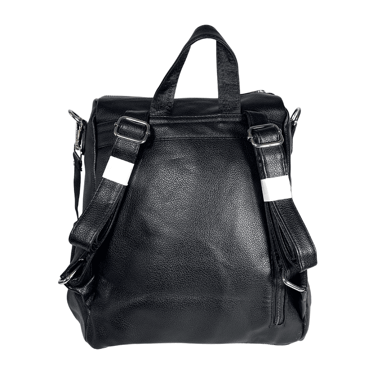 Mochila y Cartera Eco Cuero Negra 6