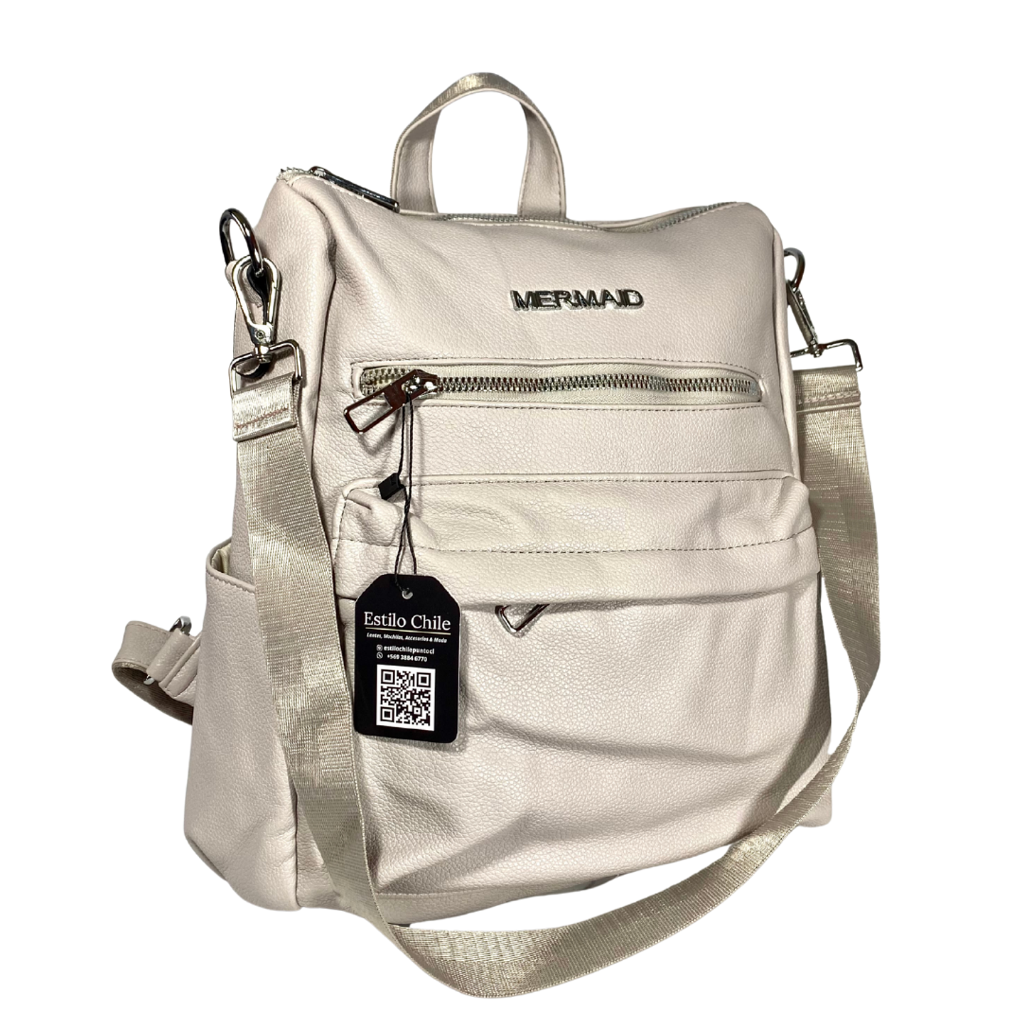 Mochila y Cartera Eco Cuero Nude 5