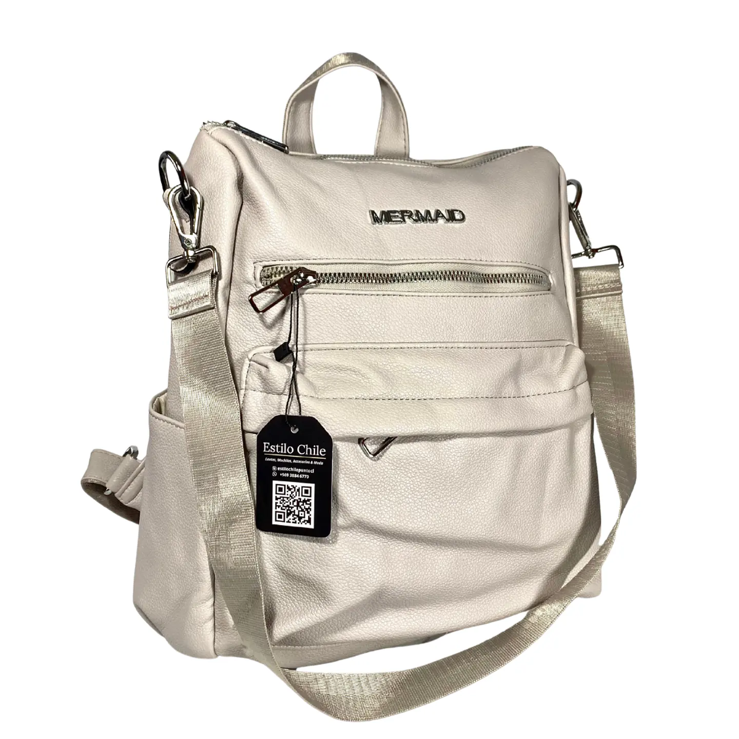 Mochila y Cartera Eco Cuero Nude 5