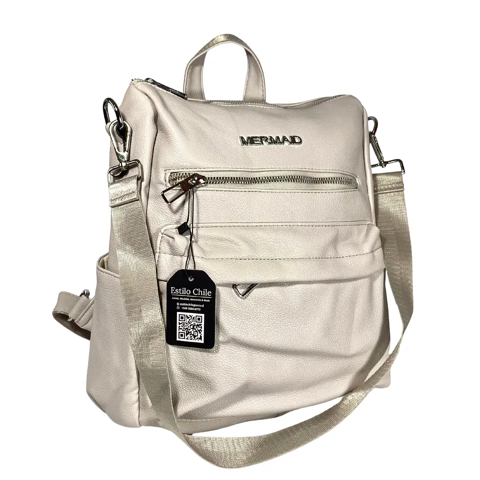 Mochila y Cartera Eco Cuero Nude 5