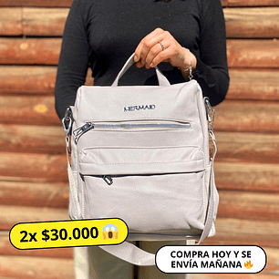 Mochila y Cartera Eco Cuero Nude