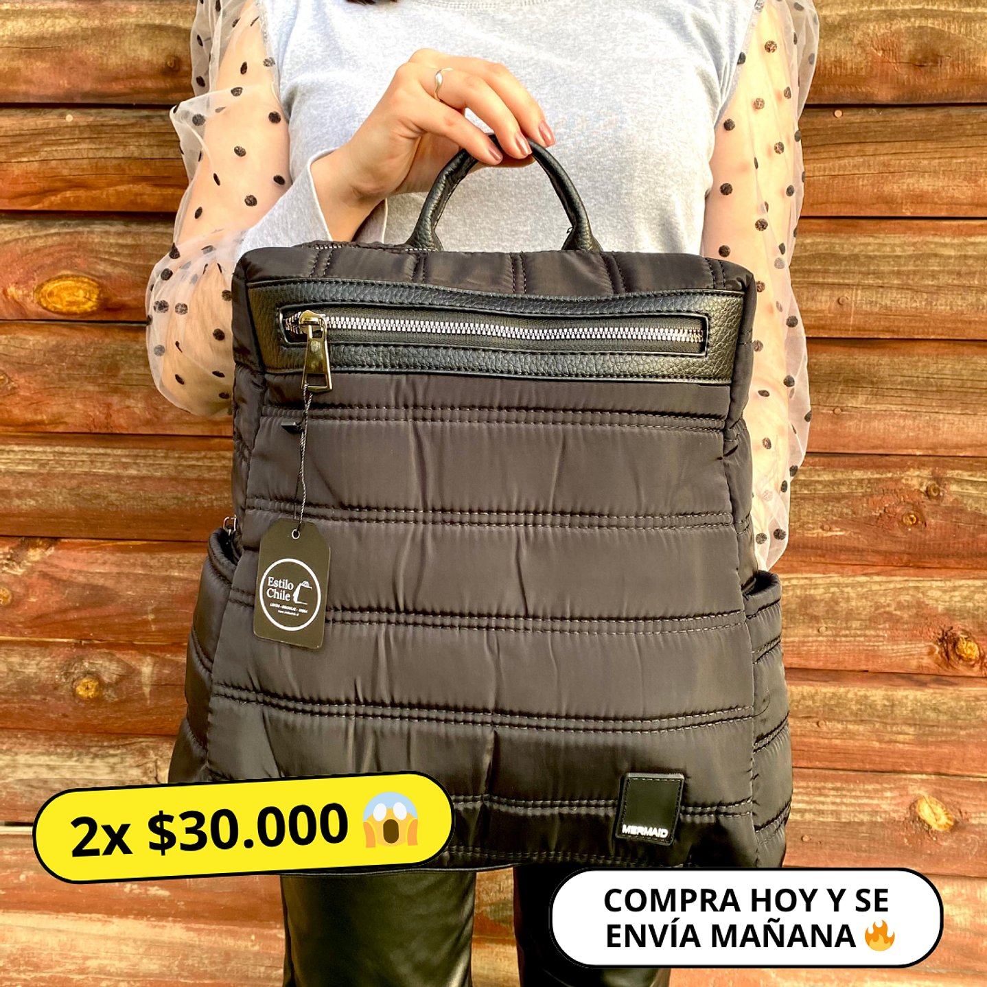 Mochila Puff Negra (capacidad Pc 14