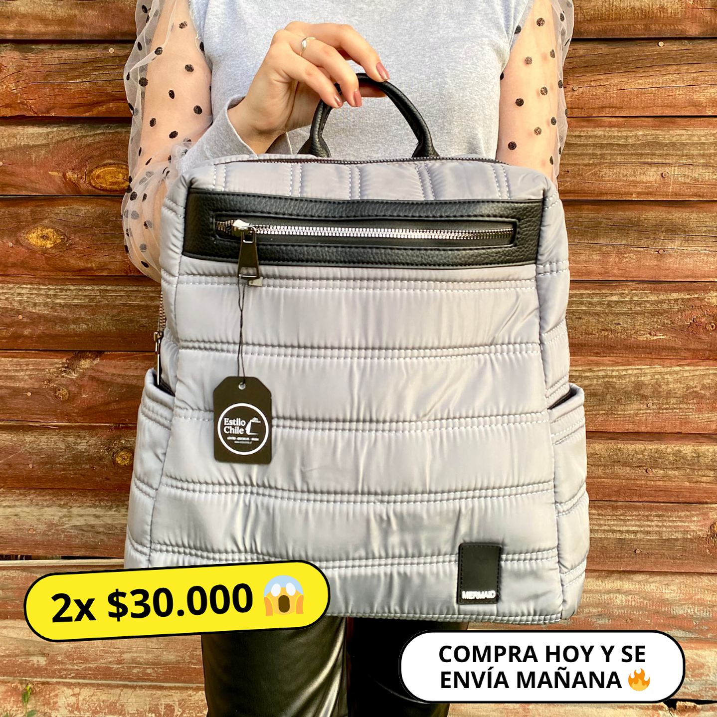 Mochila Puff Gris (capacidad Pc 14