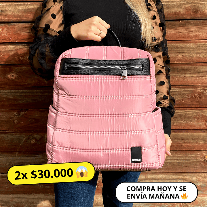 Mochila Puff Rosa (capacidad Pc 14