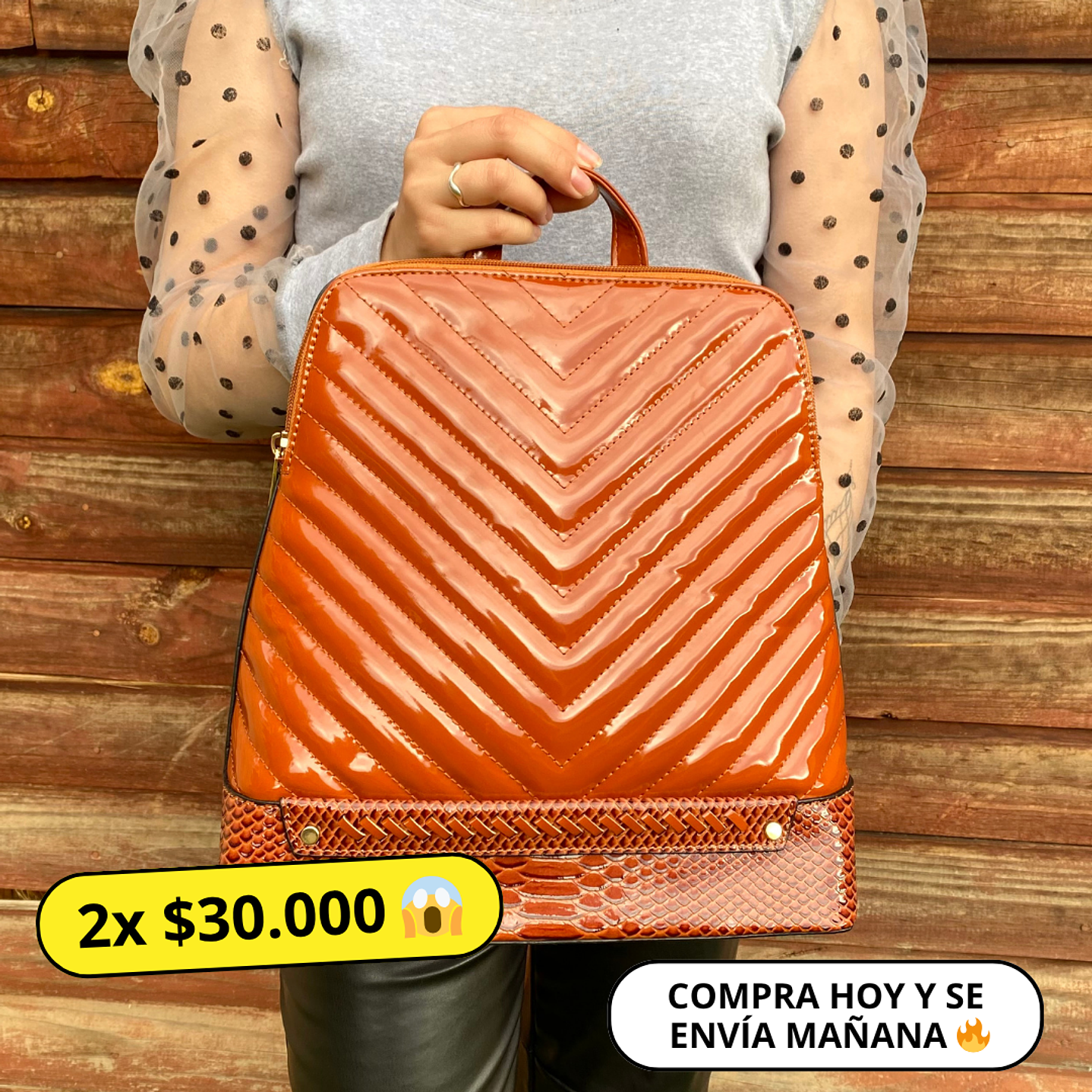 Mochila Charol Café 1