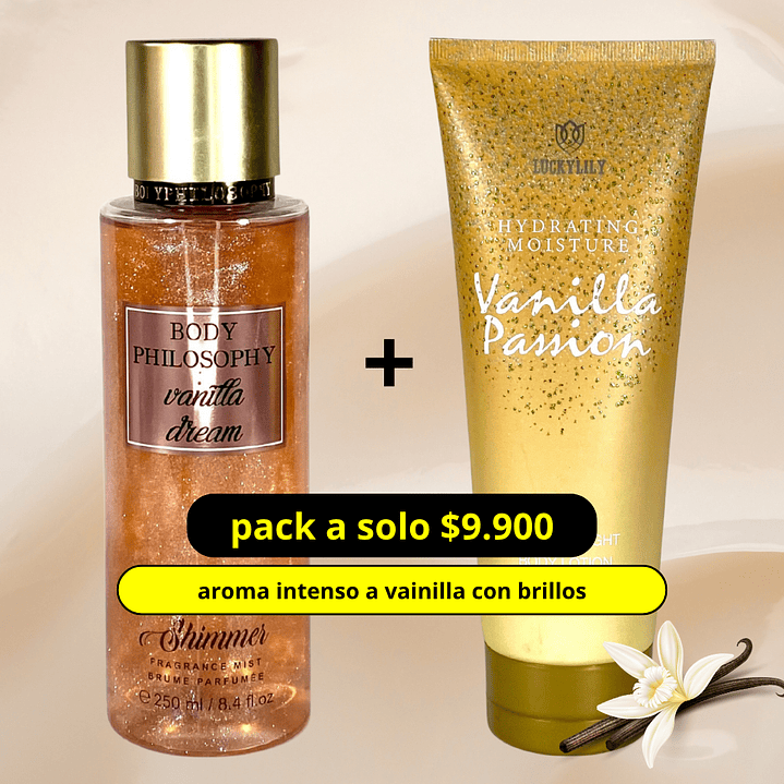 Pack dupe victoria secret Vainilla con brillos