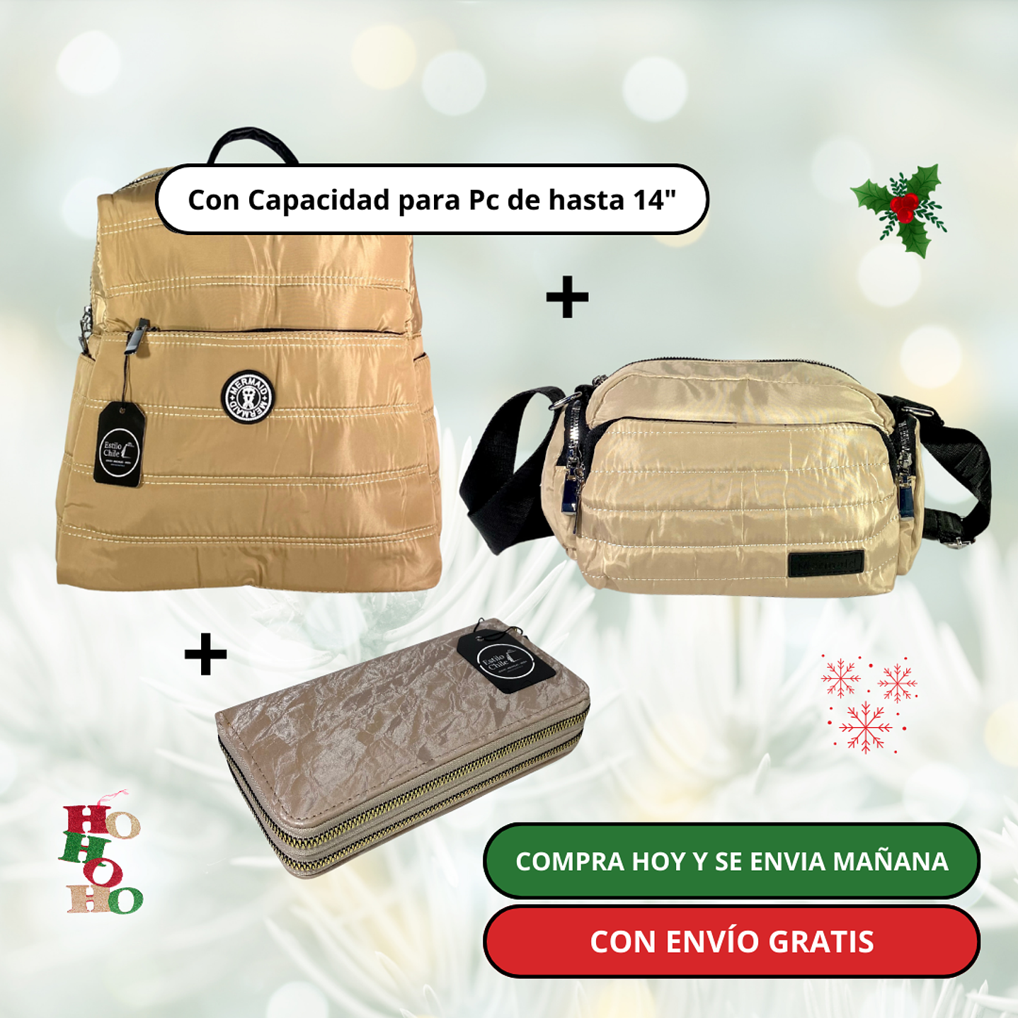 Pack 1: Mochila (Pc) + Bandolera Puff + Billetera Grande + Envío Gratis🔥 4