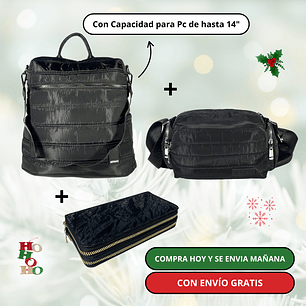 Pack 1: Mochila (Pc) + Bandolera Puff + Billetera Grande + Envío Gratis🔥