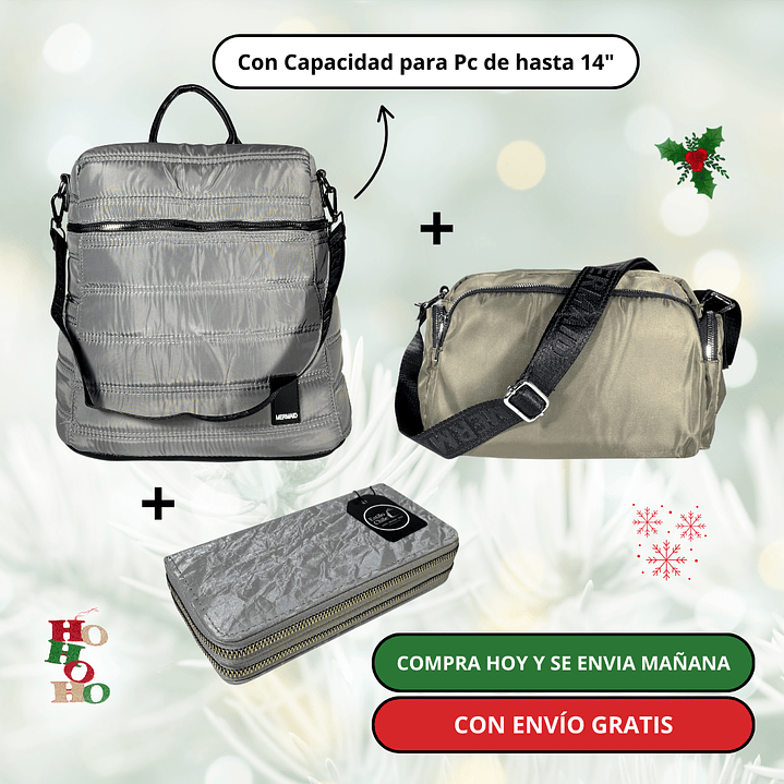 Pack 1: Mochila (Pc) + Bandolera Puff + Billetera Grande + Envío Gratis🔥 2