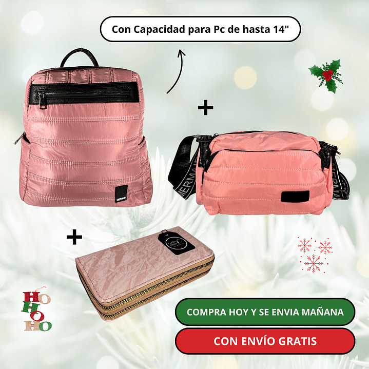 Pack 1: Mochila (Pc) + Bandolera Puff + Billetera Grande + Envío Gratis🔥 3
